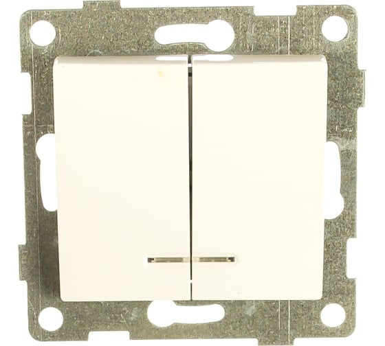 Изображение товара Выключатель GUSI ELECTRIC Bravo 2 клавиши, индикатор, СУ, 10А, 250В, белый С10В28-001