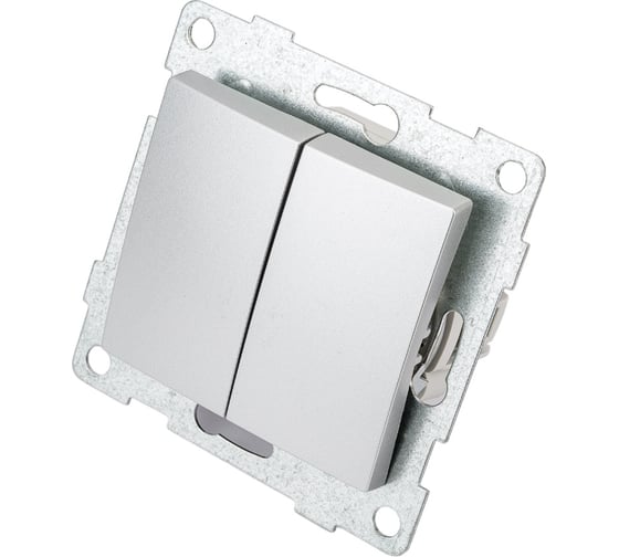 Изображение товара Выключатель GUSI ELECTRIC Bravo 2 клавиши, СУ, 10А, 250В, серебро С10В2-004