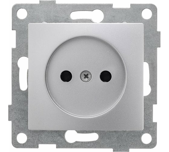 Изображение товара Розетка GUSI ELECTRIC Bravo 1-ой б/з с з/ш, СУ, 16А, 250В, серебро С10Р2-004