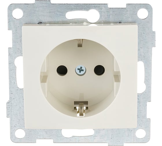 Изображение товара Розетка GUSI ELECTRIC Bravo 1-ой с/з с з/ш, СУ, 16А, 250В, бежевый С10Р4-003