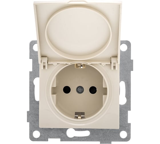 Изображение товара Розетка GUSI ELECTRIC Bravo 1-ой с/з с з/ш и крышкой, СУ, 16А, 250В, бежевый С10Р91-003