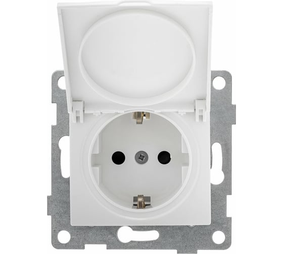 Изображение товара Розетка GUSI ELECTRIC Bravo 1-ой с/з с з/ш и крышкой, СУ, 16А, 250В, белый С10Р91-001