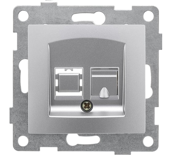 Изображение товара Телефонная розетка GUSI ELECTRIC Bravo RJ12, одинарная, СУ, серебро С10Т1-004