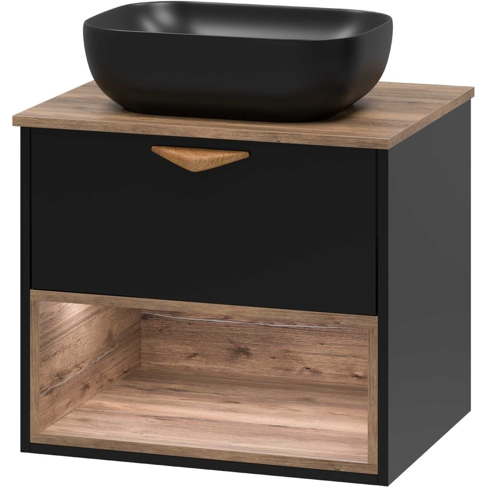 Изображение товара Подвесная тумба Brevita Bergen 60 с подсветкой черная качество