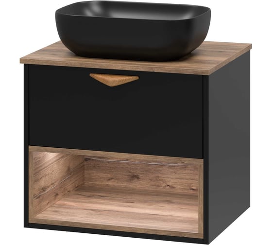 Изображение товара Подвесная тумба Brevita Bergen 60 с подсветкой, черная BER-07060-19-02-1Я