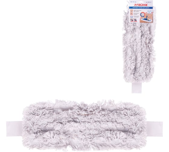 Изображение товара Насадка МОП LAIMA плоская для швабры/держателя 40 см, уши/карманы,хлопок 603121