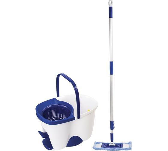 Изображение товара Набор для уборки LAIMA,ведро 18 л с отжимом и педалью, швабра с круглой и плоской насадкой, 603625