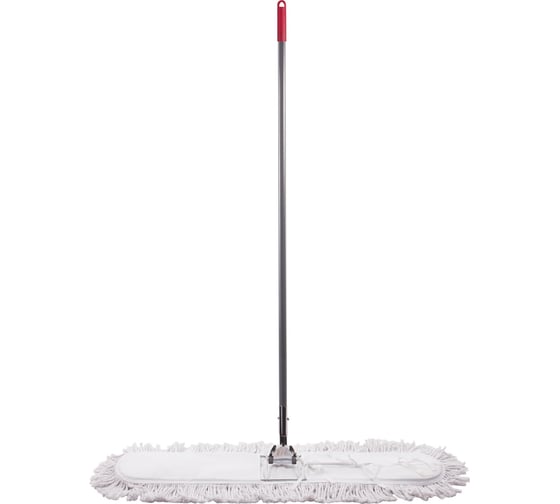 Изображение товара Швабра LAIMA-рамка 90 см, стальной черенок 125 см, цельный держатель, МОП с завязками, хлопок, , 603603