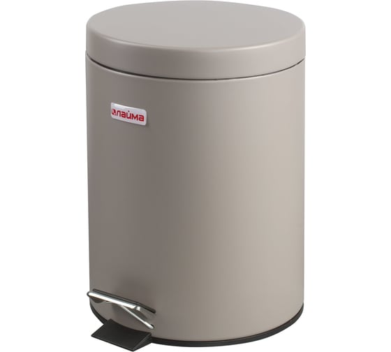 Изображение товара Ведро-контейнер LAIMA для мусора с педалью,5 л, серое, матовое, металл, , 602849