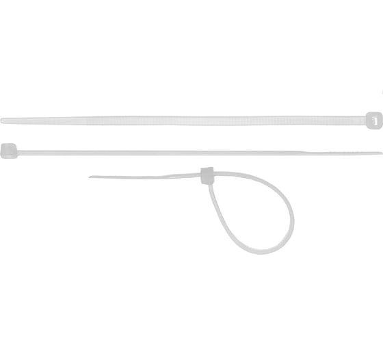 Изображение товара Хомуты-стяжки СИБИН белые ХС-Б, 2.5 х 160 мм, 100 шт, нейлоновые, 3786-25-160