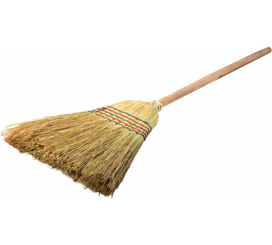 Изображение товара Веник-метла LAIMA сорго 2, натуральный, с деревянным черенком 95 см, большой, 450х330 мм, 602463