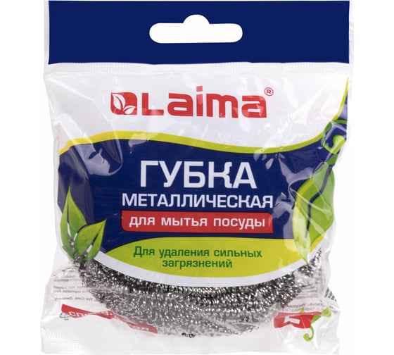 Изображение товара Губка LAIMA для посуды металлическая,большая, спиральная, 50 г, 603101