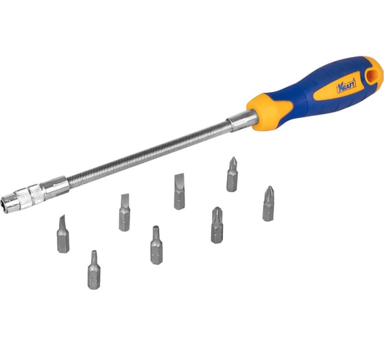 Изображение товара Отверточная гибкая рукоятка со вставками 9 предметов KRAFT KT 700469