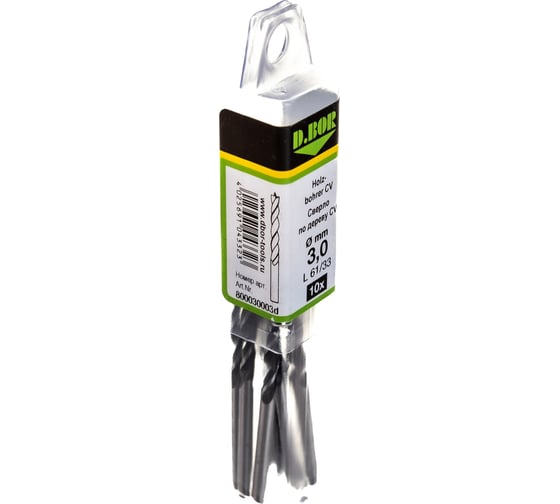 Изображение товара Сверло по дереву (10 шт; 3x30х61 мм) D.BOR 800030003D