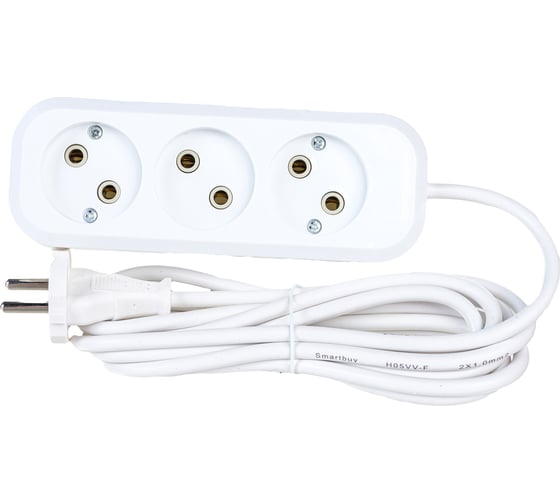 Изображение товара Удлинитель Smartbuy 3 гнезда 3 метра 10А/2,2кВт без заземления ПВС 2х1,0 SBE-10-3-03-N