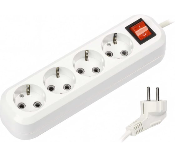 Изображение товара Удлинитель Smartbuy 4 гнезда 3 метра 16А/3,5кВт с выкл. и заземлением ПВС 3х1,0 SBE-16-4-03-ZS