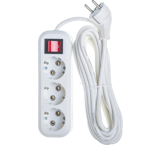 Изображение товара Удлинитель Smartbuy 3 гнезда 5 метр 16А/3,5кВт с выкл. и заземлением ПВС 3х1,0 SBE-16-3-05-ZS