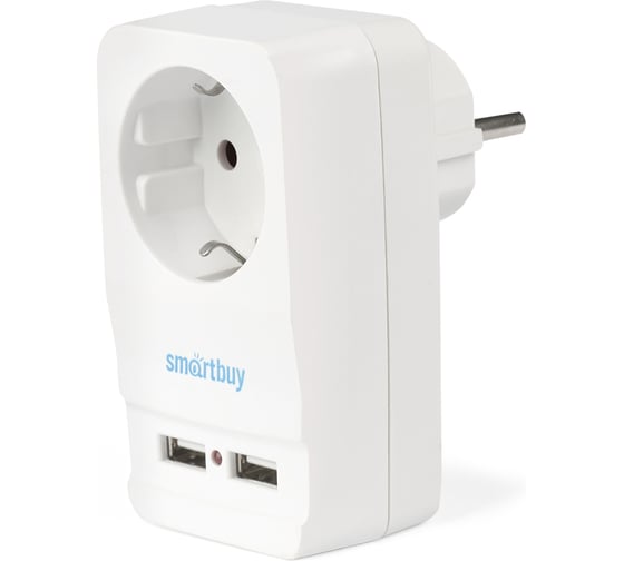 Изображение товара Адаптер-фильтр Smartbuy 1 гнездо с заземлением 16A, 2 USB 2.1 A SBE-16-A05-USB