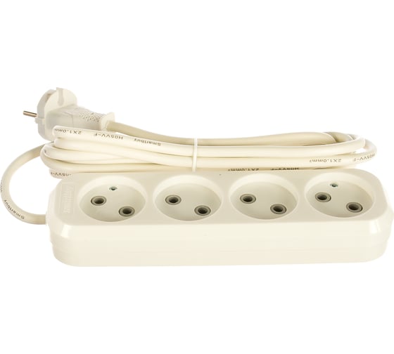 Изображение товара Удлинитель Smartbuy 4 гнезда 3 метра 10А/2,2кВт без заземления ПВС 2х1,0 SBE-10-4-03-N