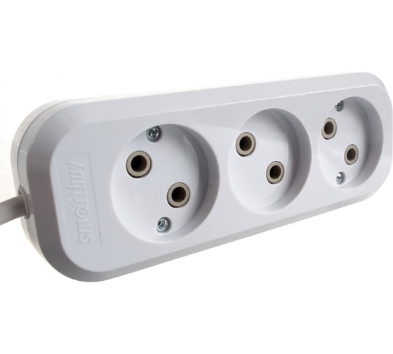 Изображение товара Удлинитель Smartbuy 3 гнезда 2 метра 10А/2,2кВт без заземления ПВС 2х1,0 SBE-10-3-02-N