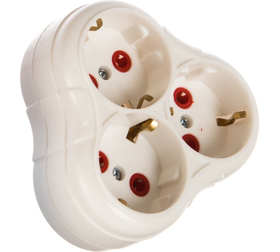 Изображение товара Тройник Smartbuy 3 гнезда с заземлением круглый белый 16А 250В SBE-16-A01-3z