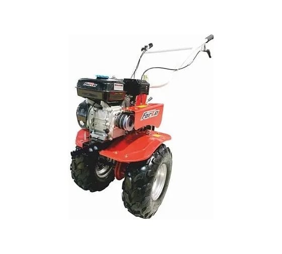 Изображение товара Бензиновый мотоблок FORZA МБ5 703, двигатель 7 л.с., редуктор чугунный, привод ременной, скорость 3 вперед 1 назад, руль поворотный, вал S24, колеса 19x7х8, фрезы 3 группы 24 ножа FORZAМБ5703