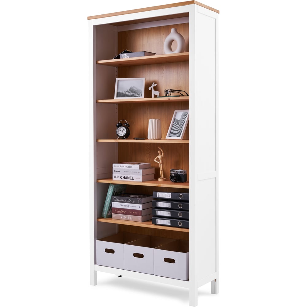 Изображение товара Стеллаж КЫМÖР Лузалес 90х198х37 см из массива сосны светло-коричневый и белый