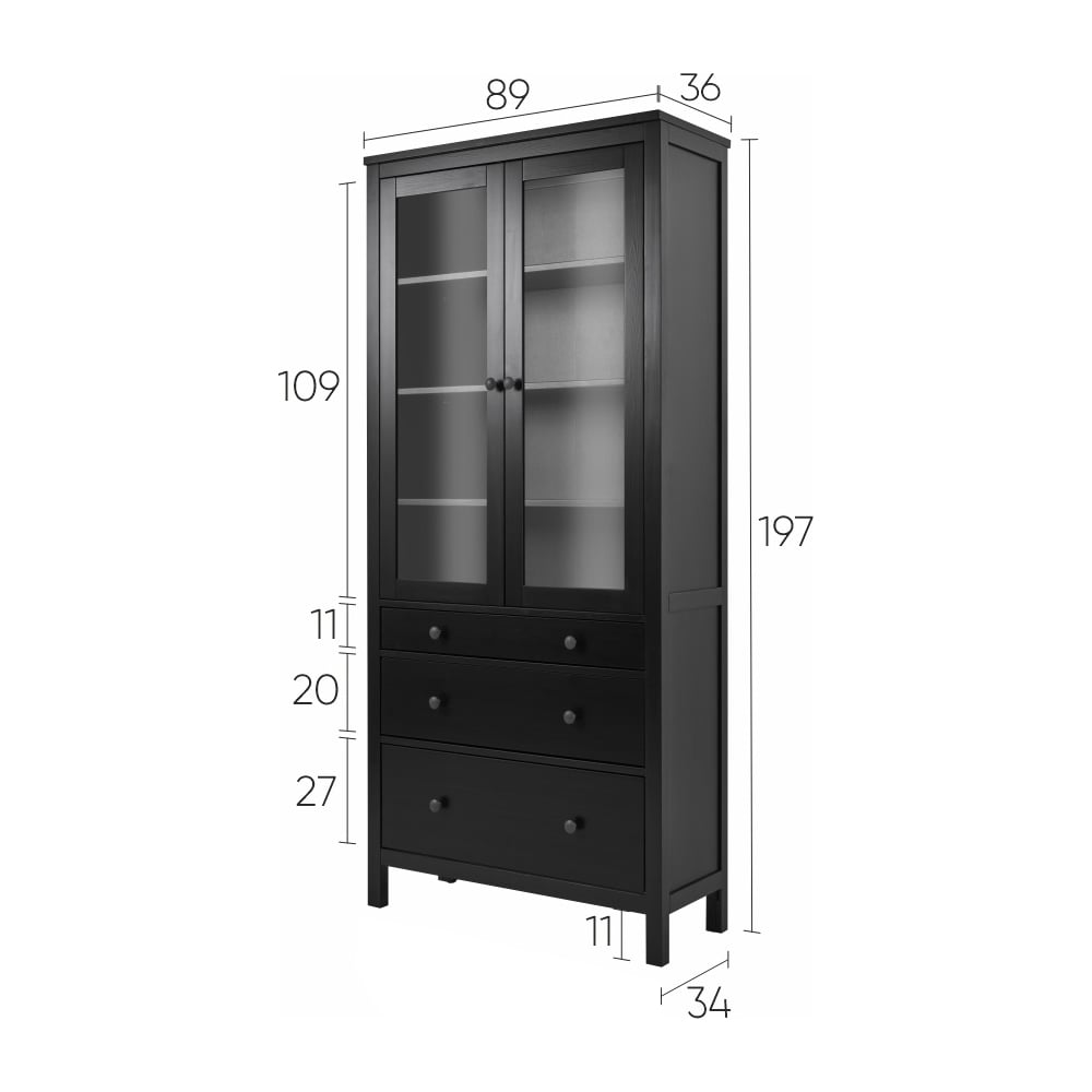 Изображение товара Шкаф Лузалес КЫМÖР с 3 ящиками черный 90х198х37 см