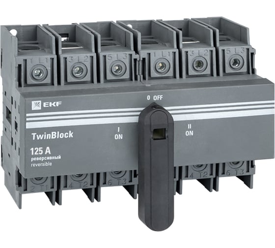 Изображение товара Реверсивный рубильник EKF 125A 3P c рукояткой для прямой установки TwinBlock tb-s-125-3p-rev