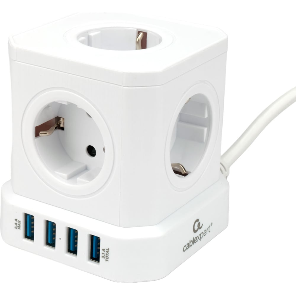 Изображение товара Сетевой фильтр Cablexpert tower 5 розеток USB 4Port 2м IP20