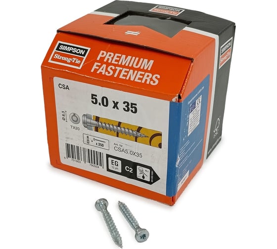 Изображение товара Шуруп для перфорации Simpson CSA 5х35 мм, цинк, 250 шт. CSA5.0X35