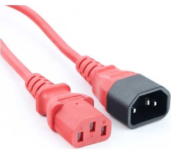 Изображение товара Кабель питания Filum пвс-ап 3x1,0 с13 - c14, 220/250в, 10а, красный, 1м FL-PC-C13/C14-C1-1,0-RD