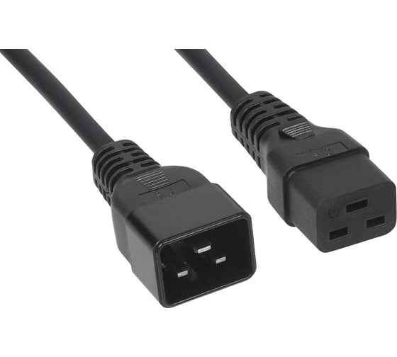 Изображение товара Кабель питания Filum пвс-ап 3x1,5 с19 - c20, 220/250в, 16а, чёрный, 1,8м FL-PC-C19/C20-C-1,8-BK