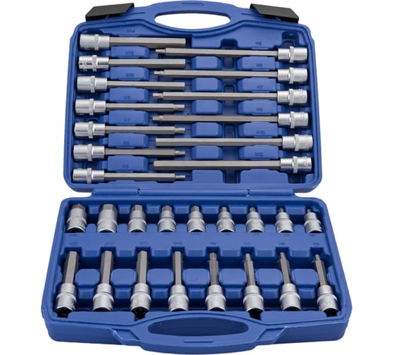 Изображение товара Набор головок со вставками HEX 5-19 мм, L55-200 мм, 30 предметов AV Steel AV-921065