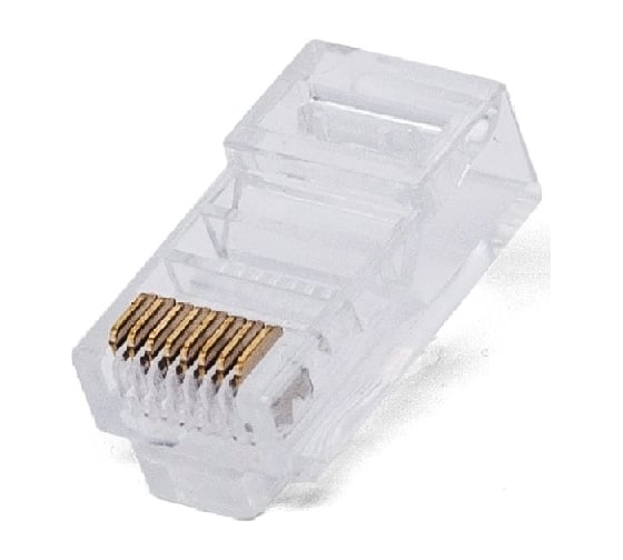 Изображение товара Коннектор Filum 6 кат, сквозные отверстия, 8p8c, 50 мкм, универсальный, для одножильного и многожильного кабеля, уп/100 шт FL-NA-PLUG6-5