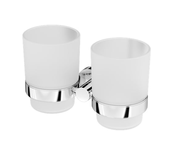 Изображение товара Двойной стеклянный стакан с настенным держателем, хром AM.PM A74343400