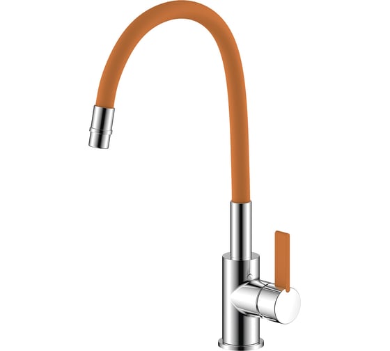 Изображение товара Смеситель для кухни ARGOTECH KLIO, хром/оранж, пластичный излив, d-35 41035