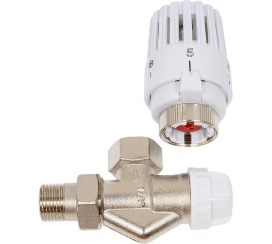 Изображение товара Кран вентильный для радиатора AV Engineering 1/2x1/2 осевой с термоголовой AVE298612