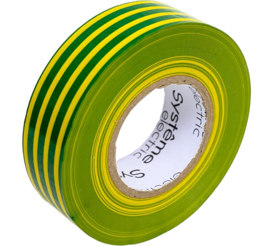 Изображение товара Изолента ПВХ Systeme Electric 19 мм, 20 м, толщина 0.13 мм, жёлто-зелёная IMT1920YG