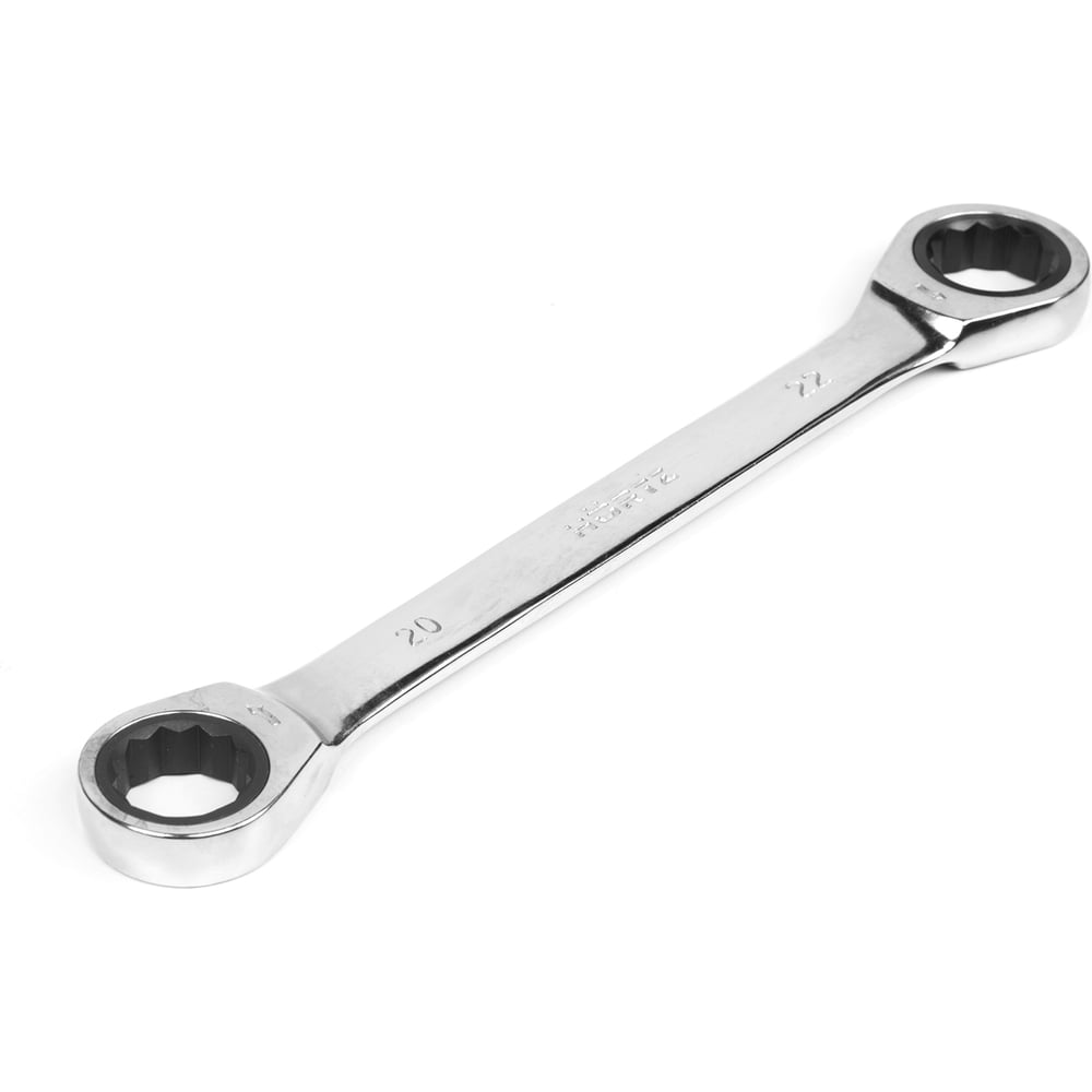 Изображение товара Двусторонний накидной ключ HORTZ 20х22 трещотка, хром HOR 118859