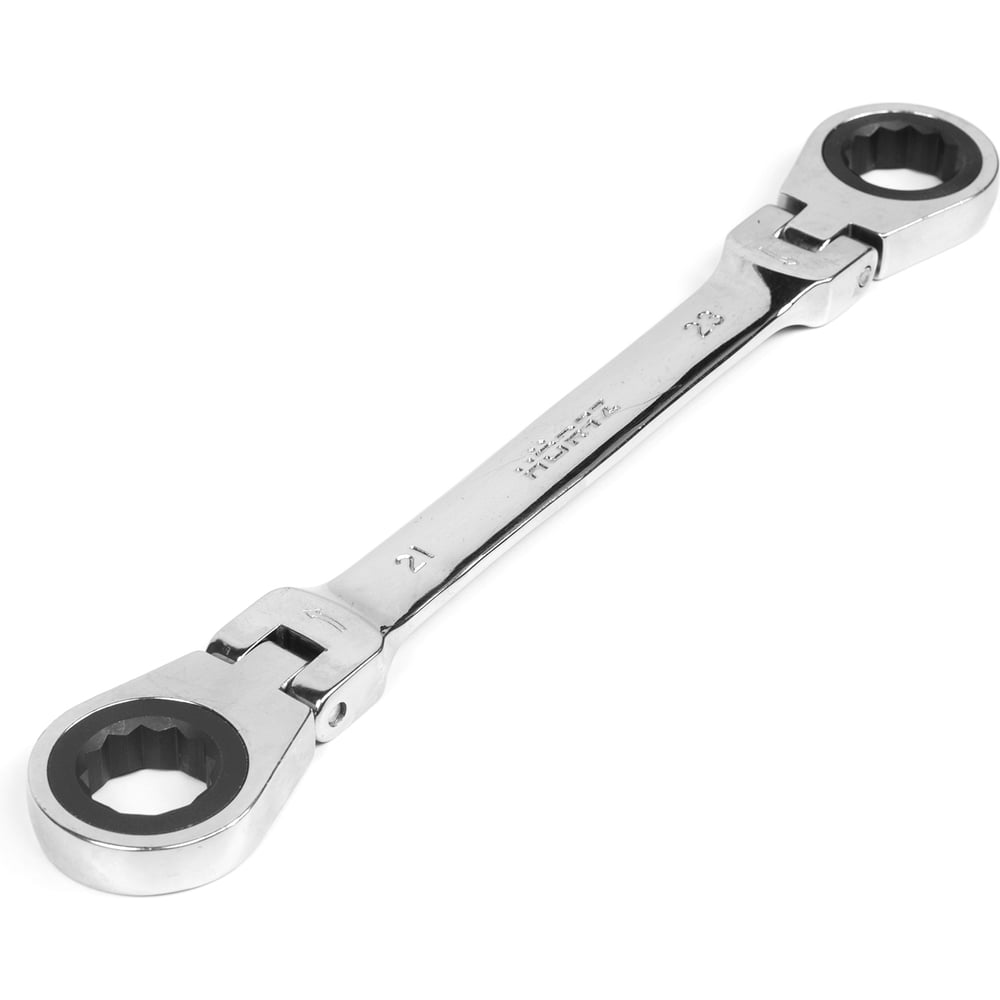 Изображение товара Накидной двусторонний трещоточный хромированный ключ HORTZ 21х23 HOR 118765