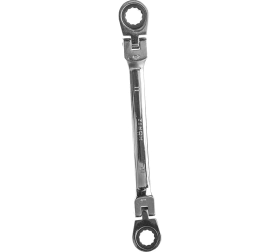 Изображение товара Накидной двусторонний трещоточный шарнирный хромированный ключ HORTZ 10х11HOR 118758