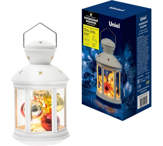 Изображение товара Фонарь со светодиодной гирляндой Uniel ULD-L1220-012/TTB/WW WHITE UL-00002310