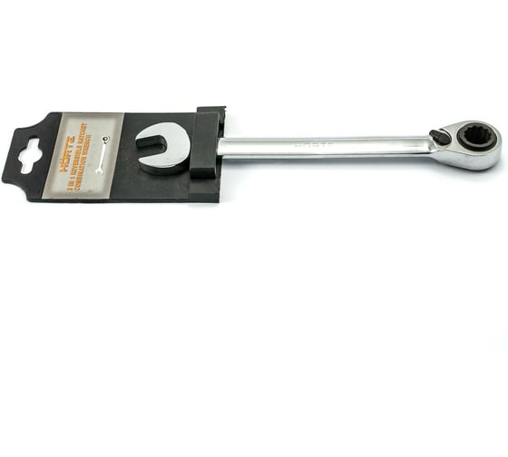 Изображение товара Комбинированный трещоточный реверсивный ключ 3 в 1 HORTZ 17х19-18 хром. HOR 121287