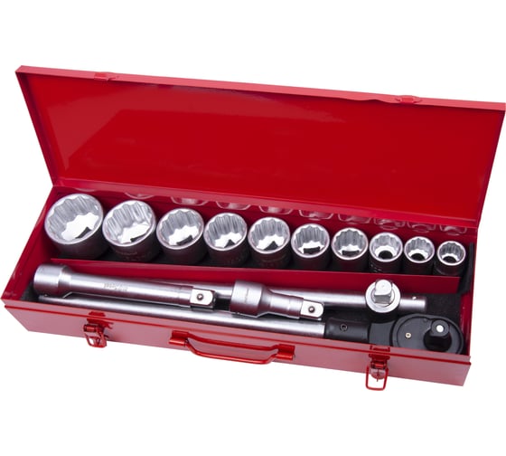 Изображение товара Набор профессионального инструмента AV Steel 15 предметов 3/4 в мет. кейсе AV-531115