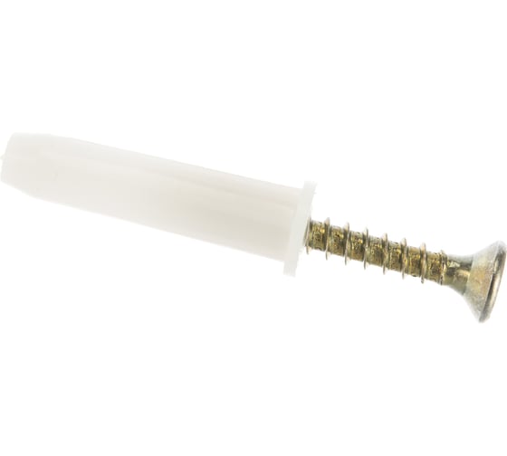 Изображение товара Набор белый дюбель Качественный КРЕПЕЖ 8х35+ш.ж 5х40, 60 шт. 0500989 КЧ