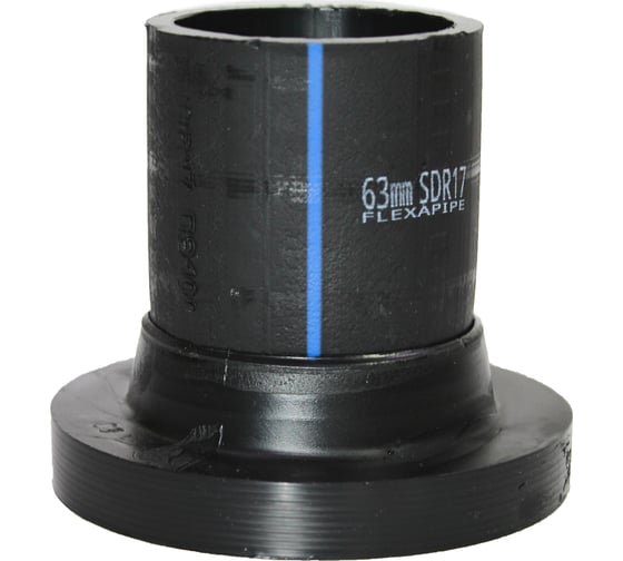 Изображение товара Втулка под фланец Флексапайп + ПЭ100, SDR17, Ø63, удлиненная FLEXAPIPE УТ0049743