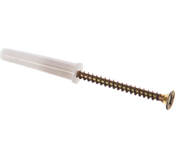 Изображение товара Набор белый дюбель Качественный КРЕПЕЖ 8х45+ш.ж 5х70, 50 шт. 0500995 КЧ