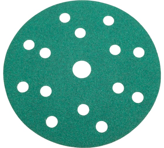 Изображение товара Диск абразивный с липучкой DTC-Film (green) 150 мм, 15 отверстий, P100, 5 шт BRUSHTEX 150G15-100