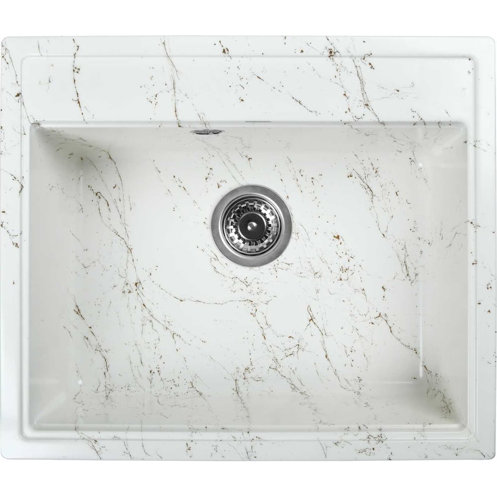 Изображение товара Мойка для кухни из искусственного камня WISENT мрамор бело-золотой 515x595мм